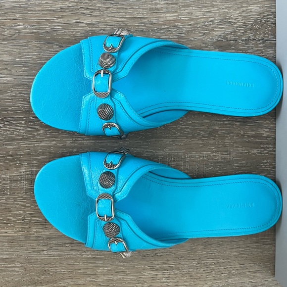 EUC Balenciaga Cagole Open Toe Sandals in Cyan - Picture 1 of 6